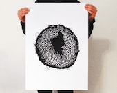 RASTER zeefdruk Poster, hand gedrukt, Modern Design.