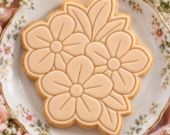 Tagliabiscotti e stampino per biscotti a forma di bouquet di fiori, timbro floreale per biscotti