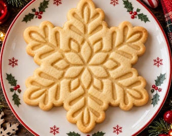 Set dettagliato di tagliabiscotti e stampino a forma di fiocco di neve, strumento per la pasticceria natalizia