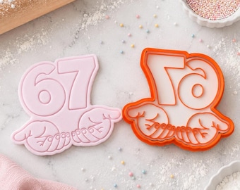 Six Seven Cookie Cutter and Embosser, Trendy Birthday Party Cookie Stamp