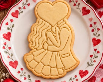 Set di taglio e goffratura per coppia romantica, timbro a forma di cuore per San Valentino.