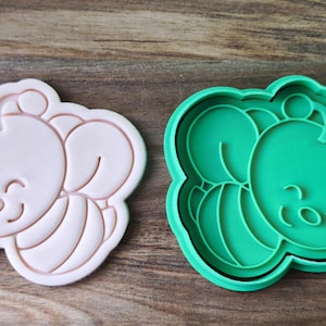 Bee Cookie Cutter and Embosser – Baby Shower Baking Tool – Sweet Honey Stamp