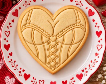 Tagliabiscotti e stampino per biscotti a forma di corsetto, timbro per biscotti a tema lingerie di San Valentino
