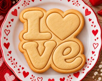 Tagliabiscotti e timbro a forma di cuore LOVE, timbro per biscotti a forma di cuore