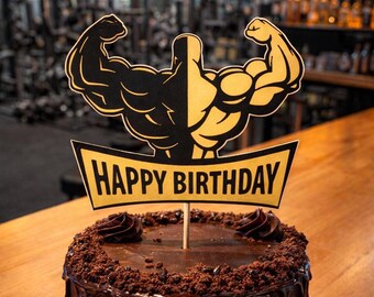 Bodybuilding Birthday Cake Topper, Gym Fitness Party Decor