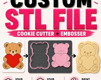 Custom Cookie Cutter Embosser STL File, Personalized Logo Pet Portrait (Digital Download)