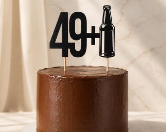 50th Birthday Cake Topper, Beer Bottle, Milestone Celebration