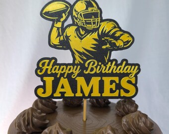 Personalized American Football Cake Topper with Stand, Custom Cake Topper, Custom Name, Keepsake Birthday Gift