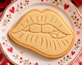 Tagliabiscotti e stampino a forma di labbra, timbro per biscotti con bacio di San Valentino