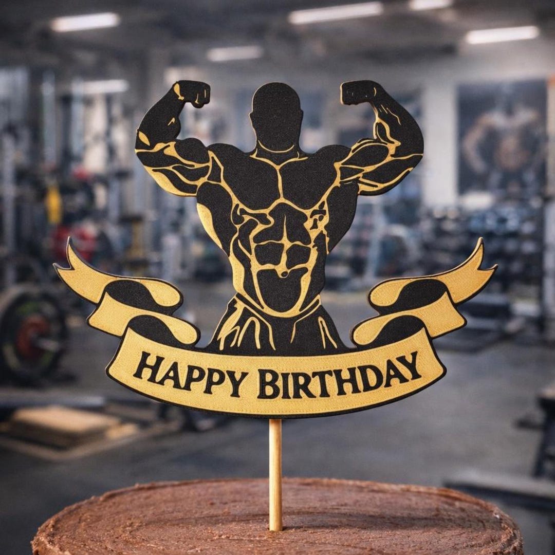Bodybuilding Happy Birthday Cake Topper – Gym Lover Birthday Decoration ...