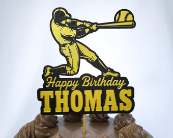 Personalized Baseball Cake Topper with Stand, Custom Cake Topper, Custom Name, Keepsake Birthday Gift
