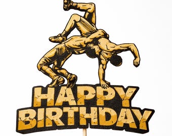 Wrestling Birthday Cake Topper, Sports Party Decoration, Wrestler Celebration Accessory