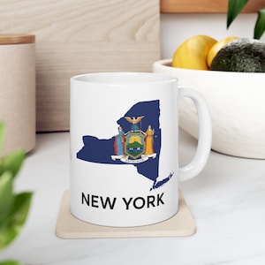New York State Ceramic Mug - Perfect Gift for NY Lovers, Travel Souvenir, Coffee, Tea, Unique Home Decor, NY Map Design