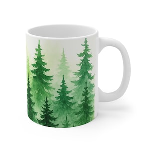 Nature-Inspired Forest Mug, Pine trees Mug, Rustic Home Decor, Gift for Coffee Lovers, Cute Greenery Cup, Tea Time Essentials