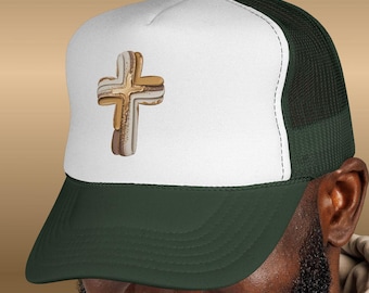 Painted Cross Trucker Cap | Christian Faith Mesh Hat