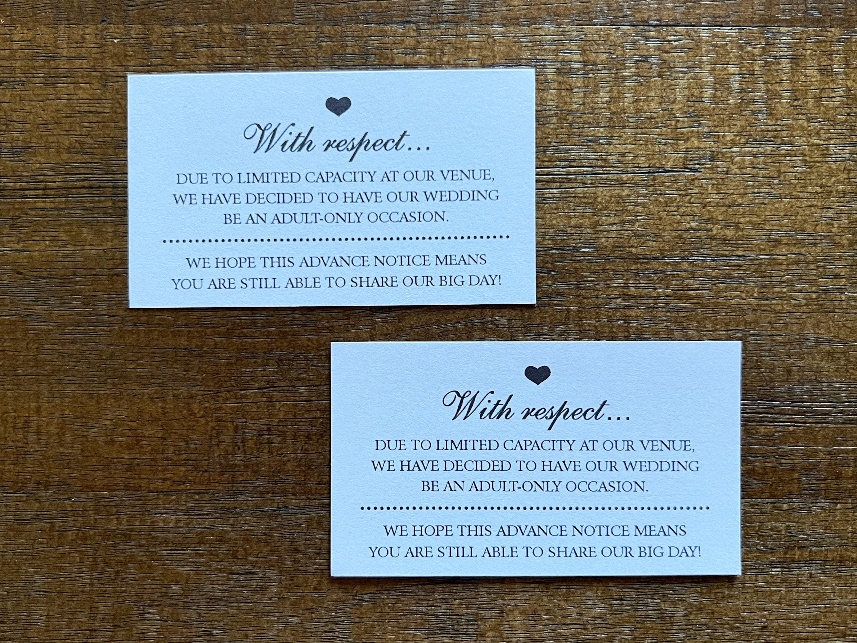 No Kids Allowed at Wedding Invitation Insert Card | Child-free