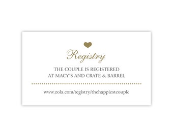 Wedding Registry Card Invitation Inserts, Gold Wedding Gift Registry Card with Registry Website, Honeymoon Registry Card, Registry Insert