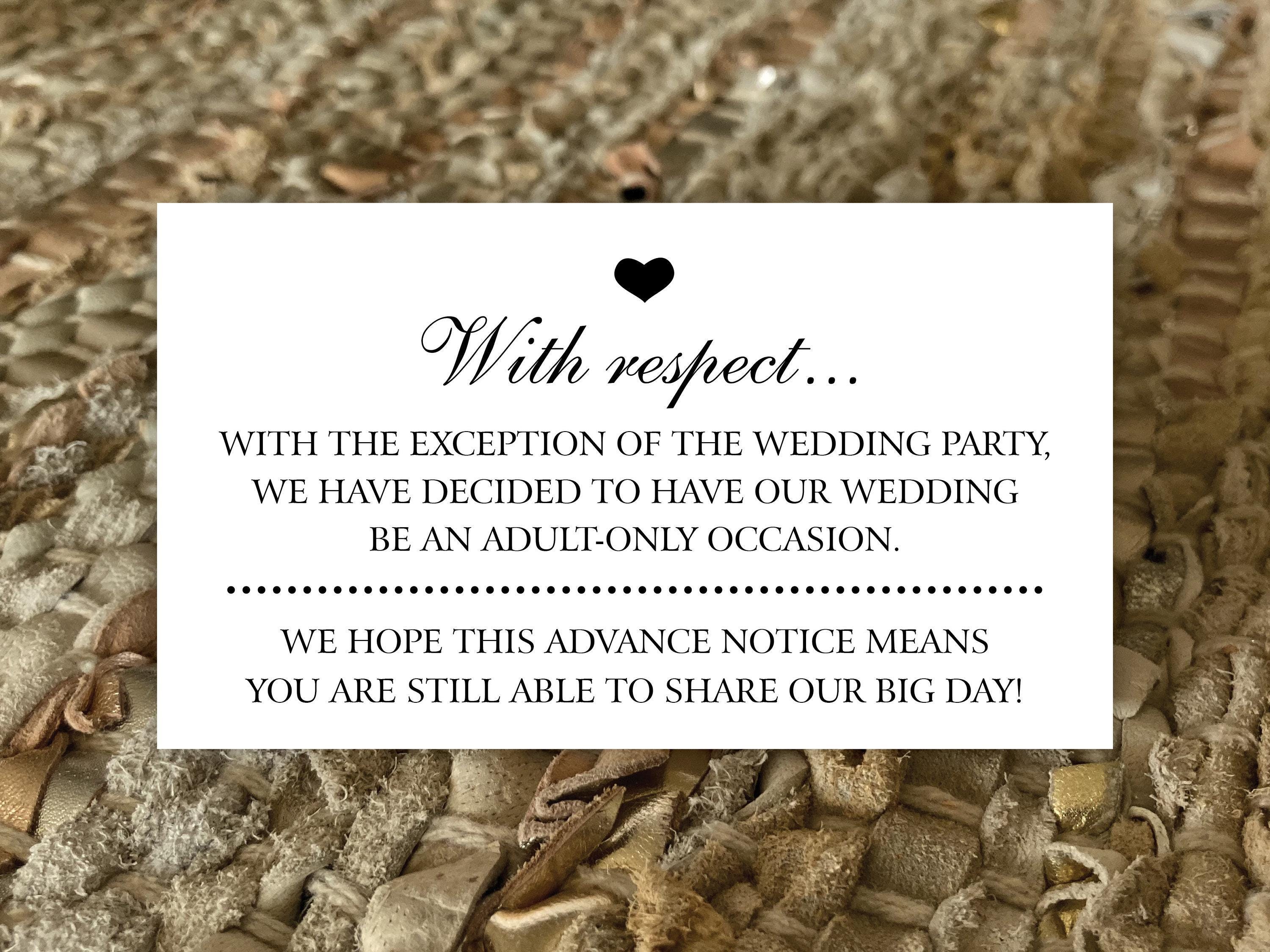 Adults-only Wedding Invitation Insert Card (printable) | No Kids