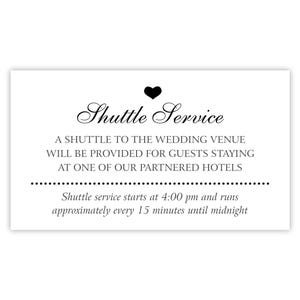 Tarjeta de servicio de transporte para bodas con detalles de viaje / Boda de destino / Tarjeta de transporte para bodas / Del hotel a la recepción / Del hotel a la ceremonia