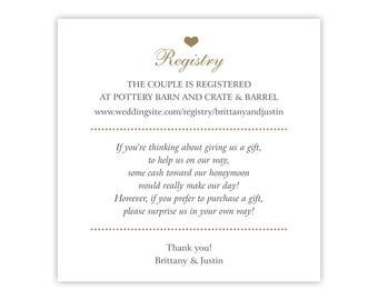Newlywed Fund Cards | Wedding Registry Website Inserts | Request Cash for Honeymoon