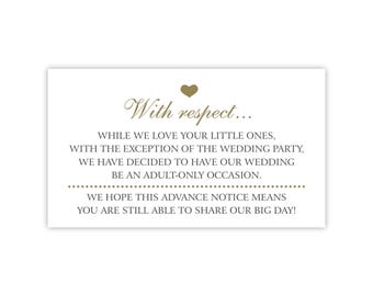 Adults Only Wedding Cards | Child-Free Reception | No Kids at Wedding (Printed or Printable)