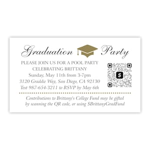 Graduation Party Invitation Insert Card | Venmo QR Code for Cash Graduation Gifts