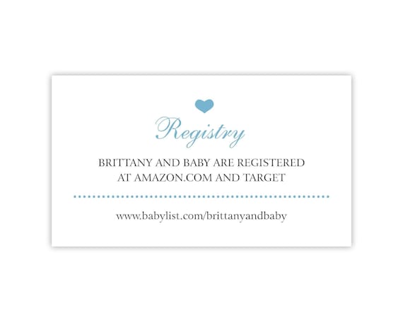 Baby Registry Cards | Shower Invitation or Birth Announcement Insert | Register Online | Website