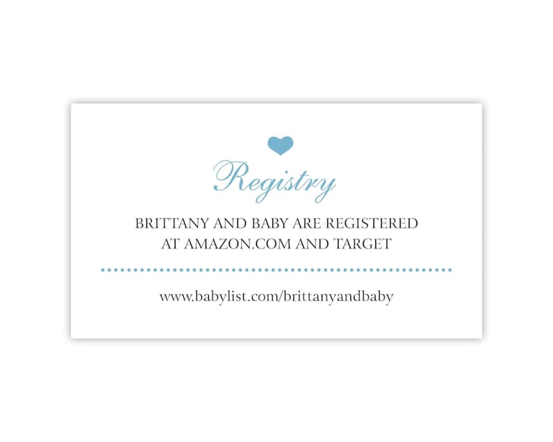 Baby Registry Cards | Shower Invitation or Birth Announcement Insert | Register Online | Website