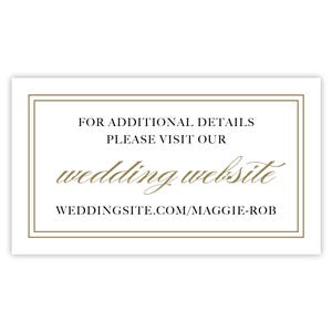 Biglietti d'invito per matrimonio formale con bordo dorato / Inserto per invito a matrimonio stampato / Biglietto con i dettagli del matrimonio / Biglietto informativo per matrimonio stampabile