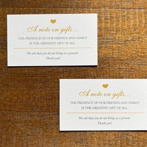 No Gifts Please | Invitation Insert Card | No Wedding, Birthday, Anniversary Presents
