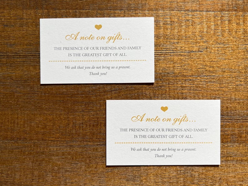 No Gifts Please | Invitation Insert Card | No Wedding, Birthday, Anniversary Presents
