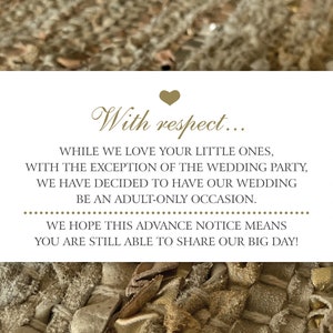 Printable Adults Only Wedding Invitation Insert Card | No Kids Allowed