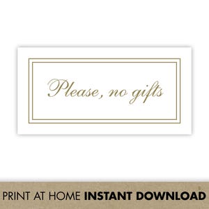 Please No Gifts Invitation Insert for Weddings, Anniversaries, Birthdays, Funerals | Printable No Gifts Please Card | Do No Bring A Gift