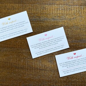 Adults Only Wedding Invitation Insert Card: Minimal Seating, Small