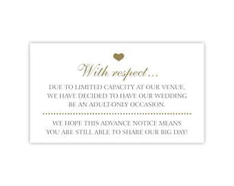 LIVE! an Invitation ベーシック・カートリッジ Adults-only Wedding Invitation Insert | No Children Card | No Kids