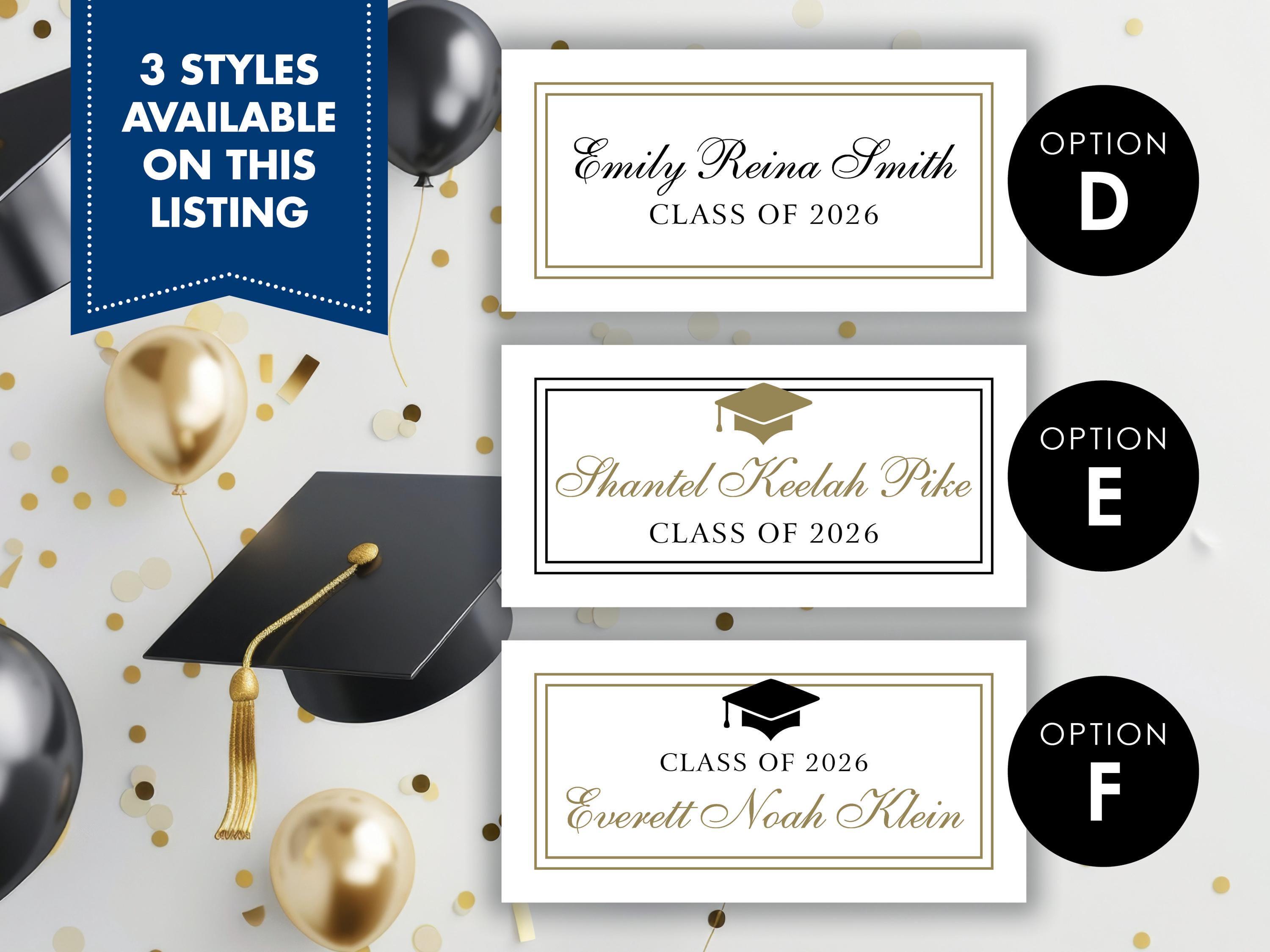 Graduation Name Guide Graduation Name Cards | Formal Script W/ Black Border | Fits in Slots ...