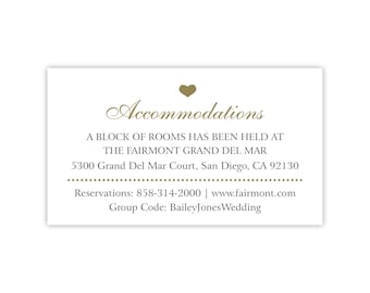 Accommodation Card | Hotel Room Block Information | Destination Wedding Invitation Insert
