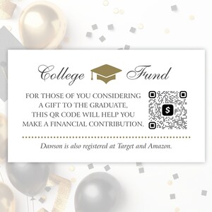 College Fund QR-Code-Karte für Abitur-Abschluss-Ankündigung / gedruckte Einladung zum Abschluss / Beilagenkarte - Abschluss-Venmo