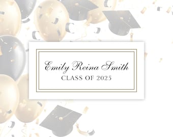Tarjetas de nombre de graduación 2025 para anuncio/invitación de graduación, tarjeta de nombre de graduación de secundaria, inserto para nombre de graduado (3,8 x 7,6 cm)