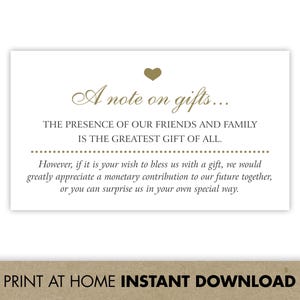 Verzoekkaart voor geldelijk huwelijkscadeau | Kasregister voor contanten, geld en financiële cadeaus | Bijsluiter uitnodiging (pdf)