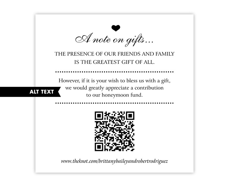 Printed Registry Cards With QR Code for Wedding Gift Registry Etsy