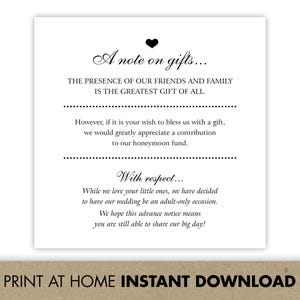 Tarjeta de fondo para luna de miel / Inserto de invitación de boda sin niños (imprimible) / Pida dinero en efectivo en la boda