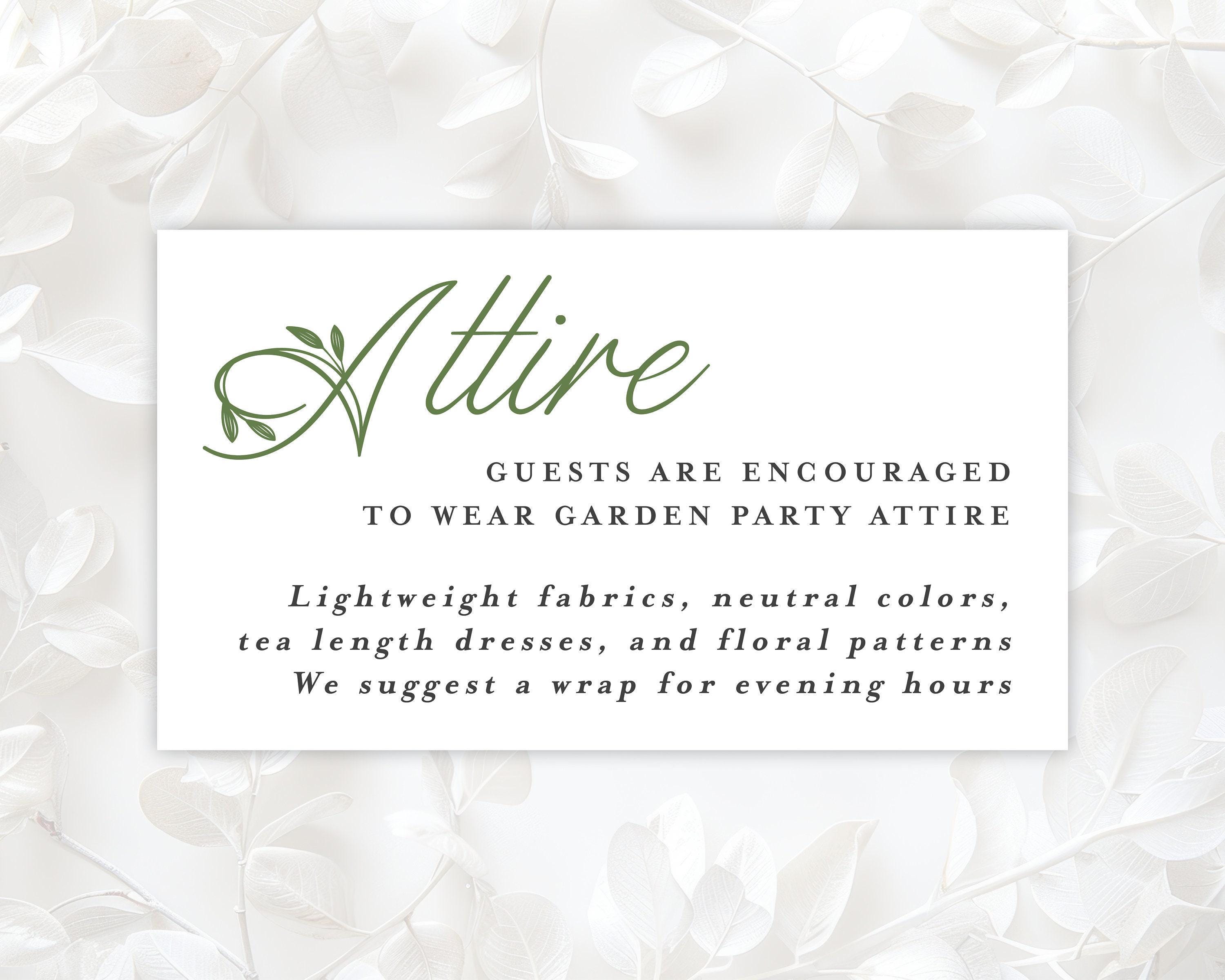 garden party dress code wording Stunning Ideas for Garden Party Wedding Attire