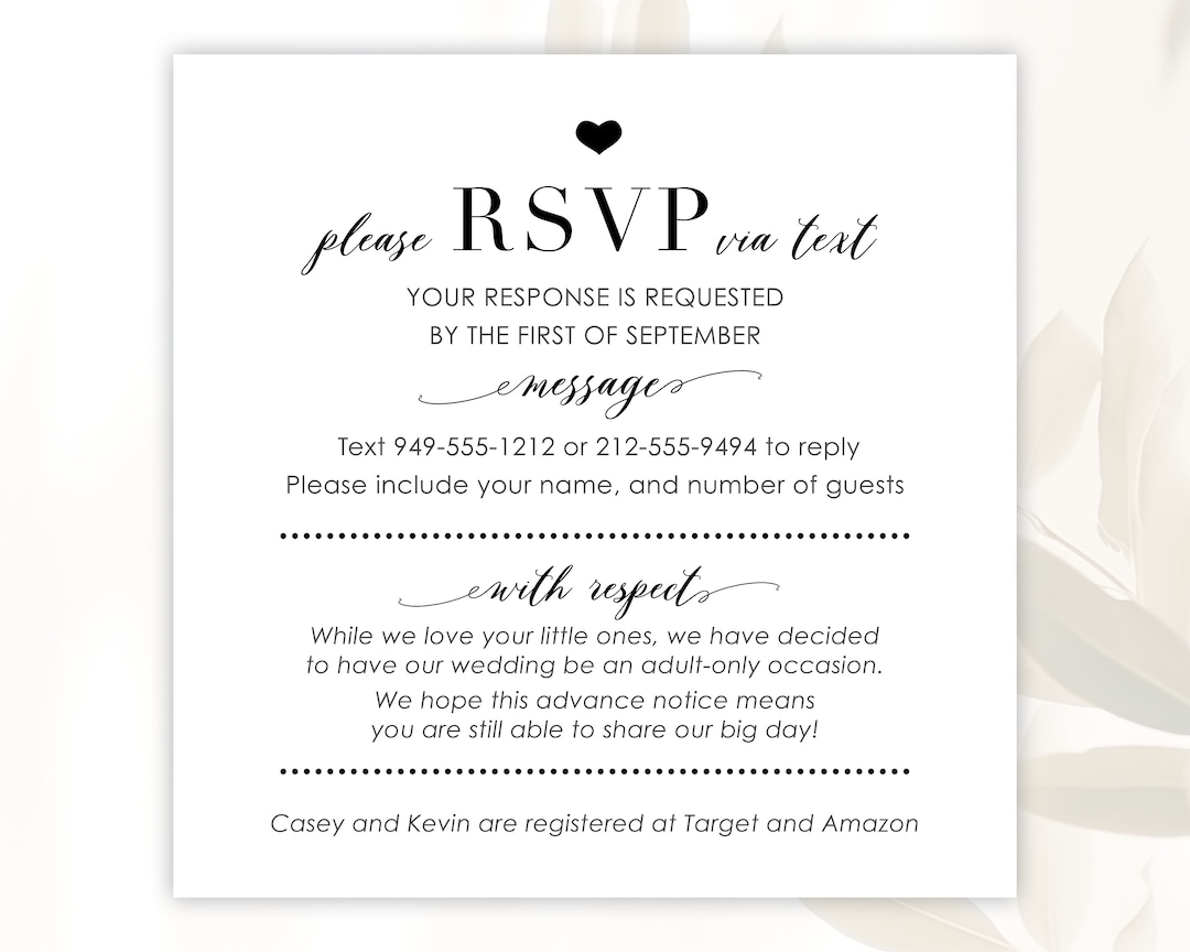 RSVP by Text Cards / Printed RSVP Cards / Reply Cards for Wedding RSVP by Text Cards / Printed RSVP Cards / Reply Cards for Wedding