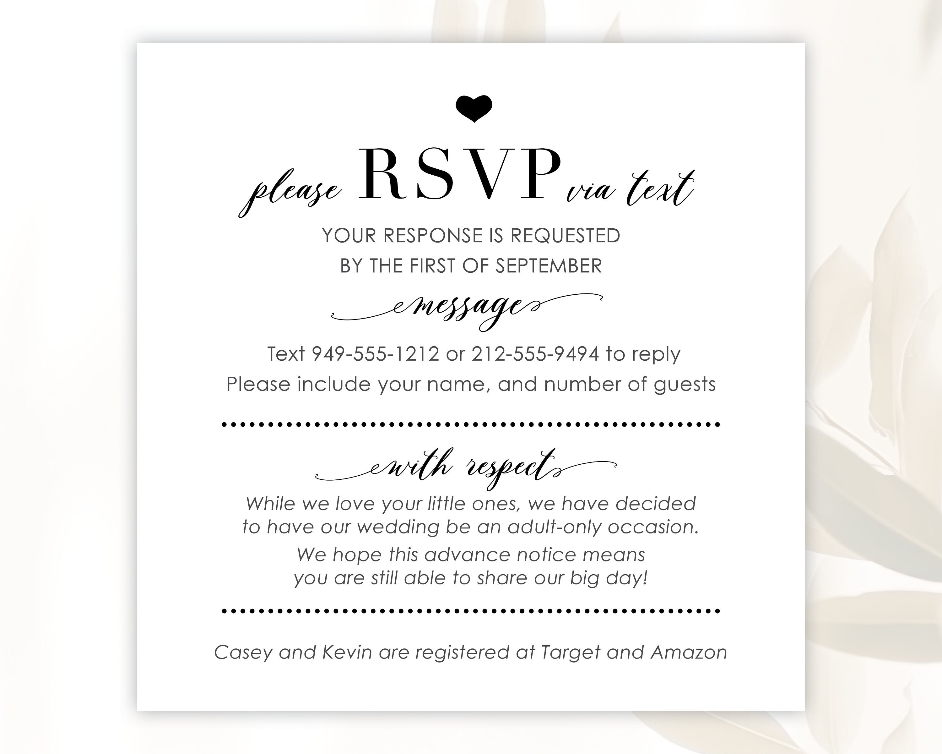 Wedding rsvp wording discount