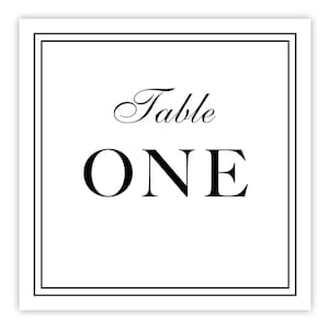 Square Table Numbers | Formal Cards for Wedding Reception or Black Tie Event | Double Sided