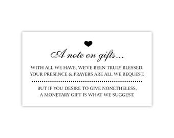 Monetary Gift Request Cards | Ask for Cash Gifts Instead of Presents | Financial Contribution, Money