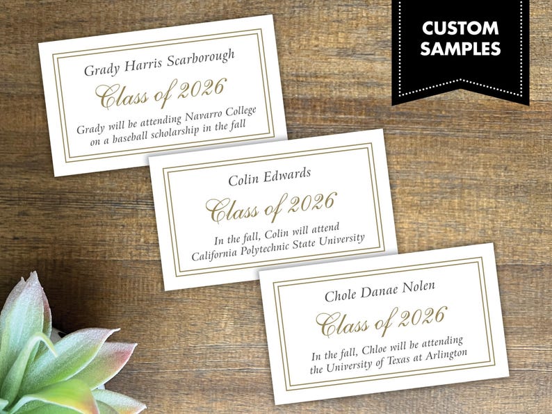 Personalized Graduation Name Cards | High School Grad | College Announcement | Class of 2026