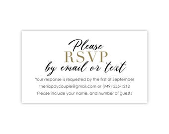 RSVP by Text or RSVP by Email Card | Printed RSVP Card | Simple Reply Card for Wedding Invitation, Bridal Shower, Rehearsal Dinner, Birthday