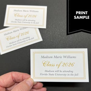Personalized Graduation Name Cards | High School Grad | College Announcement | Class of 2026
